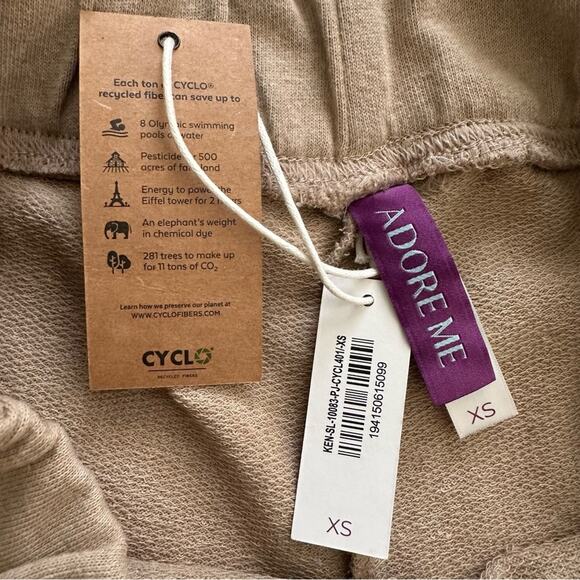 Adore Me Pants Beige Casual Wide Leg Hi Low Hem Lounge Cropped Pants Size XS - Picture 2 of 11